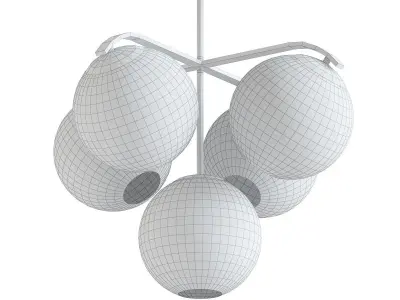 Collective 5 chandelier with five glass globes 3D model