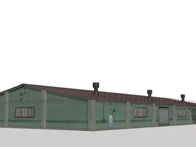 old metal hangar Low-poly 3D model