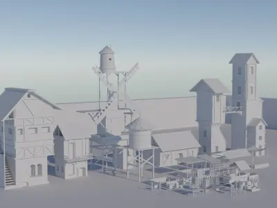 Medieval small town pack Free 3D model