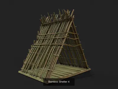 9 Bamboo Shelter Low Poly 3D Model Pack