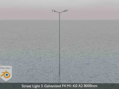 Street Light 5 Galvanized F4 M1 K0 A2 8000mm Low-poly 3D model