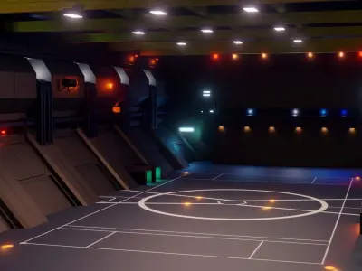 Sci-Fi Hangar - Low Poly - Game Ready -PBR Low-poly 3D model