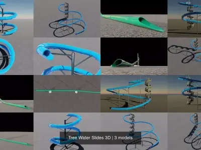 Tree Water Slides 3D 3D Model Pack