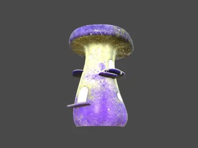 Fantasy Mushroom F08 Purple Yellow - Scene Backdrop Design Low-poly 3D model