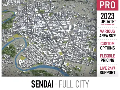 Sendai  Low-poly 3D model