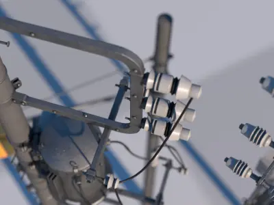 Tokyo Poles and Traffic Lights - Textures - UV UDIM - 7 pieces Low-poly 3D model