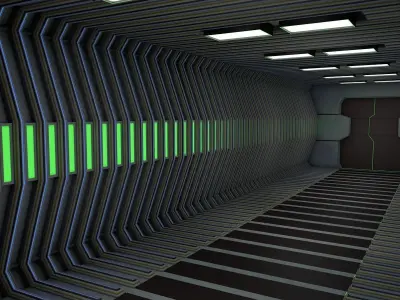Sci fi corridor 3D model 29