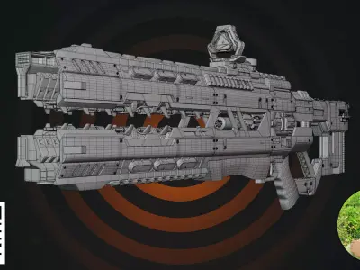 Rigged Sci-Fi Railgun Black Edition 3D model