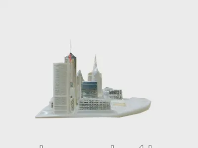 Cyberpunk Futuristic Circular City District Model Low-poly 3D model