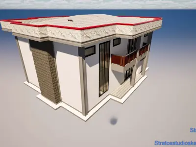 Small Mansion Low-poly 3D model