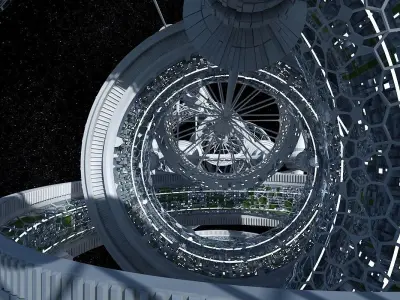 Futuristic Space Colony 3D model