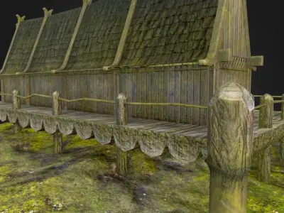 Ancient Viking Longhouse Low-poly 3D model