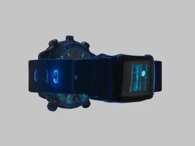 futuristic bioluminescent autonomous wristwatch  Low-poly 3D model