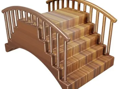 Classic Wooden Cartoon Bridge Low-poly 3D model