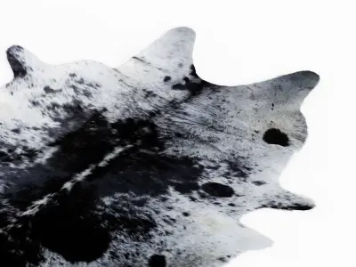 Leather Cowhide Rug With Black And White Spotted 3D model