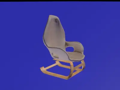 Armwholes wooden and cotton armchair 3D model