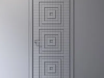 Interior door with a square pattern 3D model
