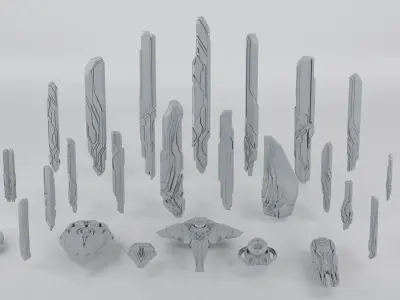 Epic Sci-Fi Hard Surface Sci Fi Buildings and Assets 3D Kit 3D model