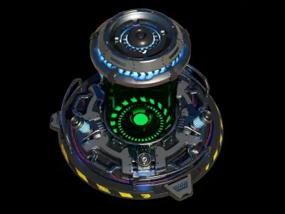 Highpoly capsule for laboratory large flask green bulb   3D model