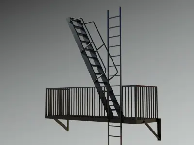Fire Escape New York City Stairs Balcony NYC Low-poly 3D model