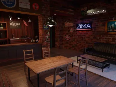 American Wooden Room 3D model