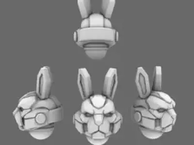 Mecha Furry V10K Bunny Mech Helmets 3D print model
