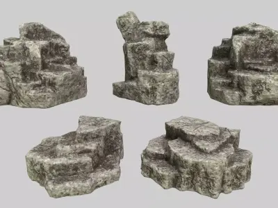 Rock Set Low-poly 3D model