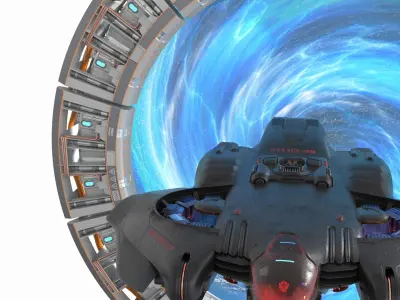 Warp Gate Assault Shuttle Black Animated Rigged 
