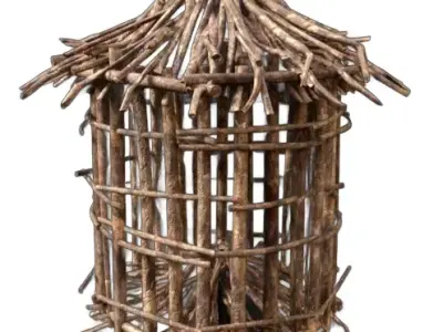 Twig Cabin Structure Low-poly 3D model