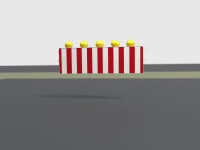 Construction Barrier 4 with warning lights 600-37 500x1600mm Low-poly 3D model