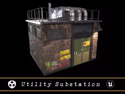 Utility Substation - City Building  Low-poly 3D model