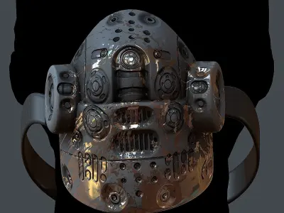 Gas mask helmet 3d model scifi Low-poly Low-poly 3D model