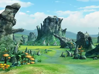 Cartoon Valley Scene 02 3D model