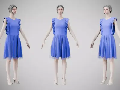 Dress 20 Very Light Blue Low-poly 3D model
