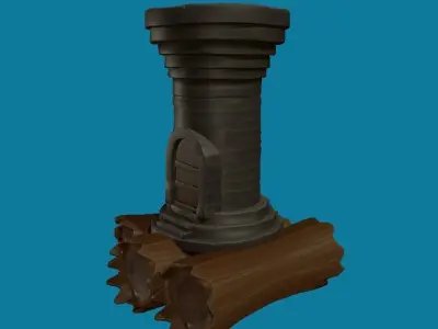 Castle Raft Hand-Painted Low-poly 3D model