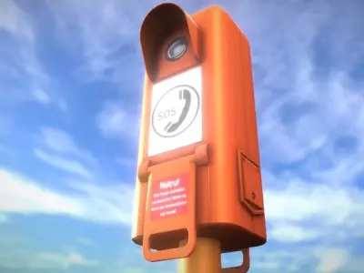 Emergency Call Box Low-poly 3D model