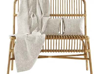 Valerie vintage rattan loveseat  3D model