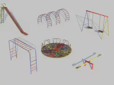Old Playground Equipment - Low-poly PBR Low-poly 3D model
