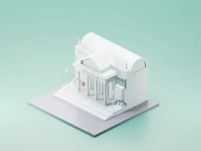 Museum Isometric Low-poly 3D model