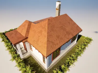 Small House Interior  Exterior Low-poly 3D model