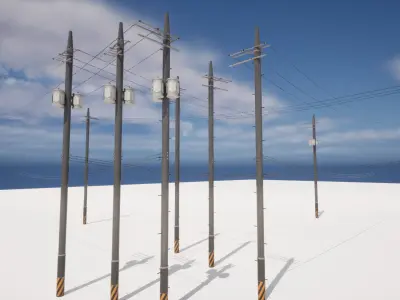 Korean Utility pole Low-poly 3D model