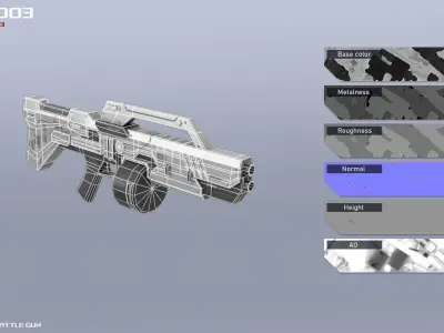 Scifi Battle gun Low-poly 3D model