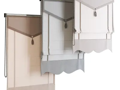 Roman Blinds Curtain Set Low-poly 3D model