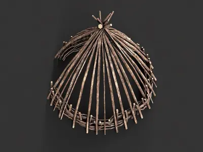 Primitive Wood Stick Jungle Shelter 5 Low-poly 3D model