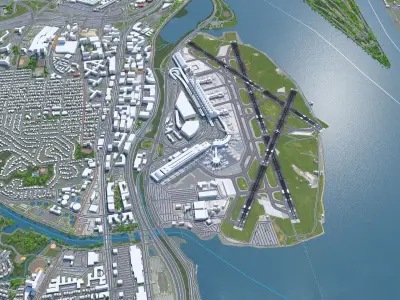 Ronald Reagan Washington Airport 8km Low-poly 3D model