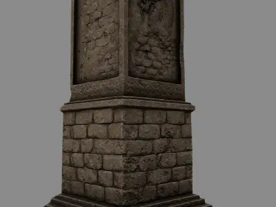 pillar 7 four pillars Low-poly 3D model