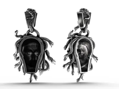 Medusa Light Weight Snake Face Pendant 3D print model