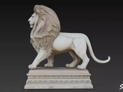 Lion Statue V29 Low-poly 3D model