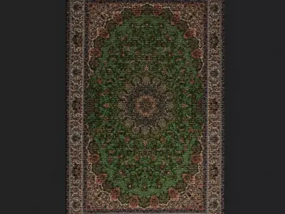 Medieval Green Designed Tapestry  Low-poly 3D model