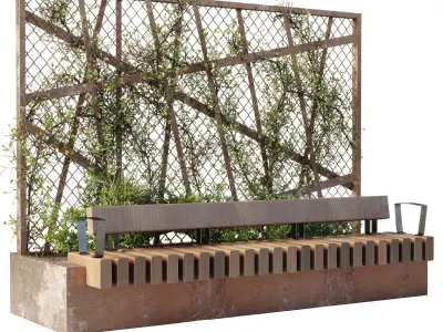 Plant Box Garden dirty metal - Outdoor Plants 190 3D model